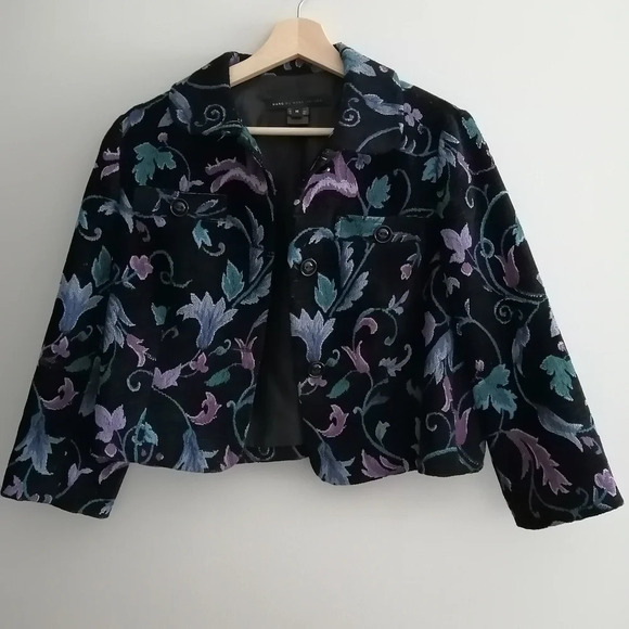 Marc by Marc Jacobs Corduroy Tapestry Crop Blazer Jacket Floral Jacquard Medium - Picture 5 of 16